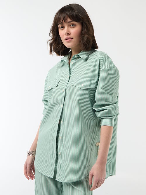 Oversized Striped Poplin Shirt - Kiabi