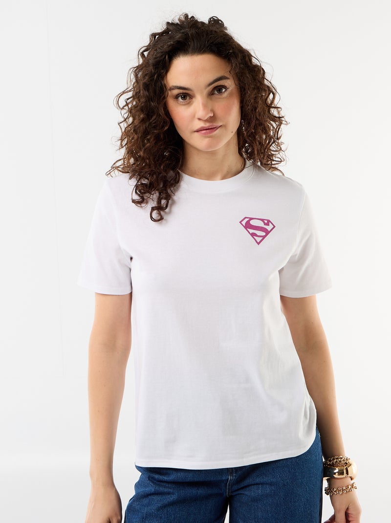 Oversized 'Supergirl' 'DC Comics' Short-Sleeved T-Shirt White - Kiabi