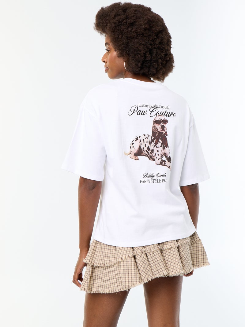 Oversized T-shirt with Dalmatian print White - Kiabi