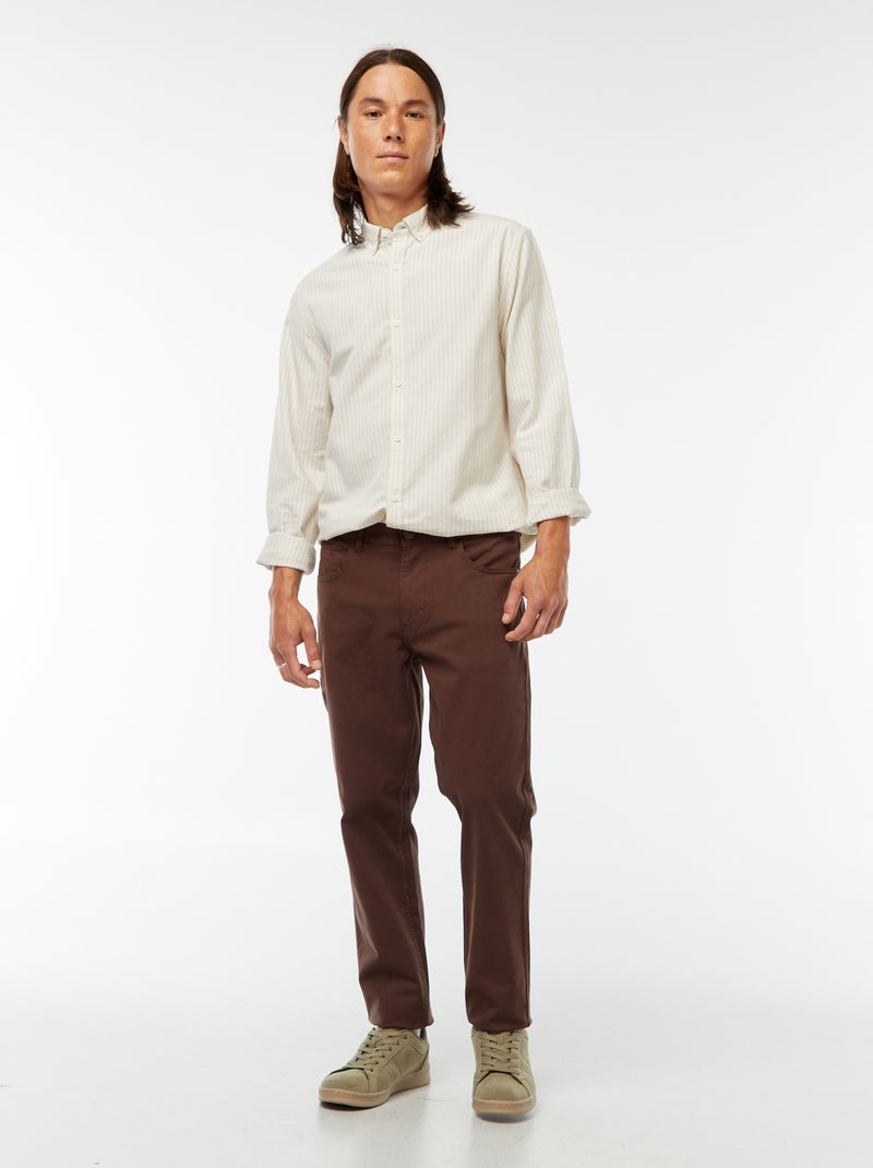 Oxford shirt with striped pattern Beige - Kiabi