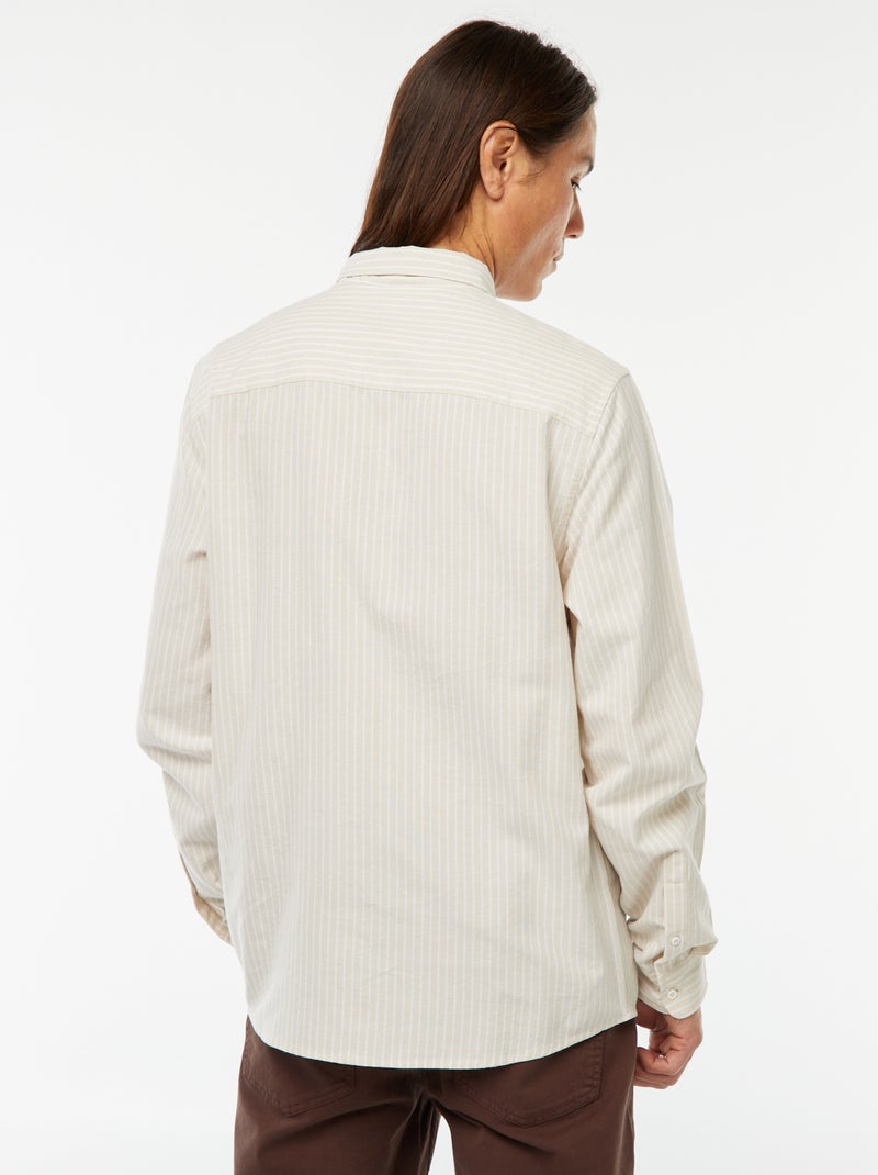Oxford shirt with striped pattern Beige - Kiabi