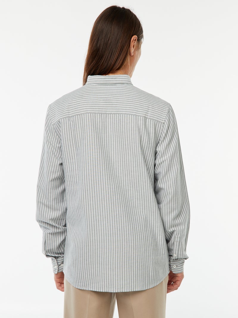 Oxford shirt with striped pattern Green - Kiabi