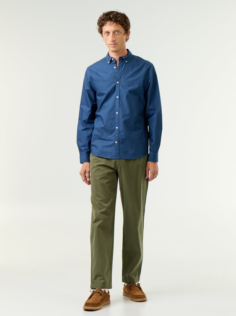 Oxfordhemd mit Knopfleiste Bleu - Kiabi