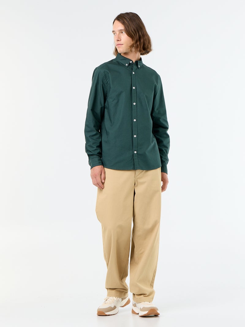Oxfordhemd mit Knopfleiste Vert - Kiabi