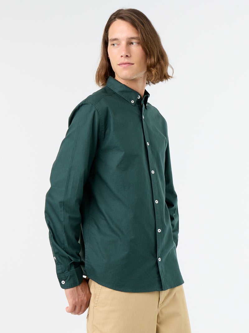 Oxfordhemd mit Knopfleiste Vert - Kiabi