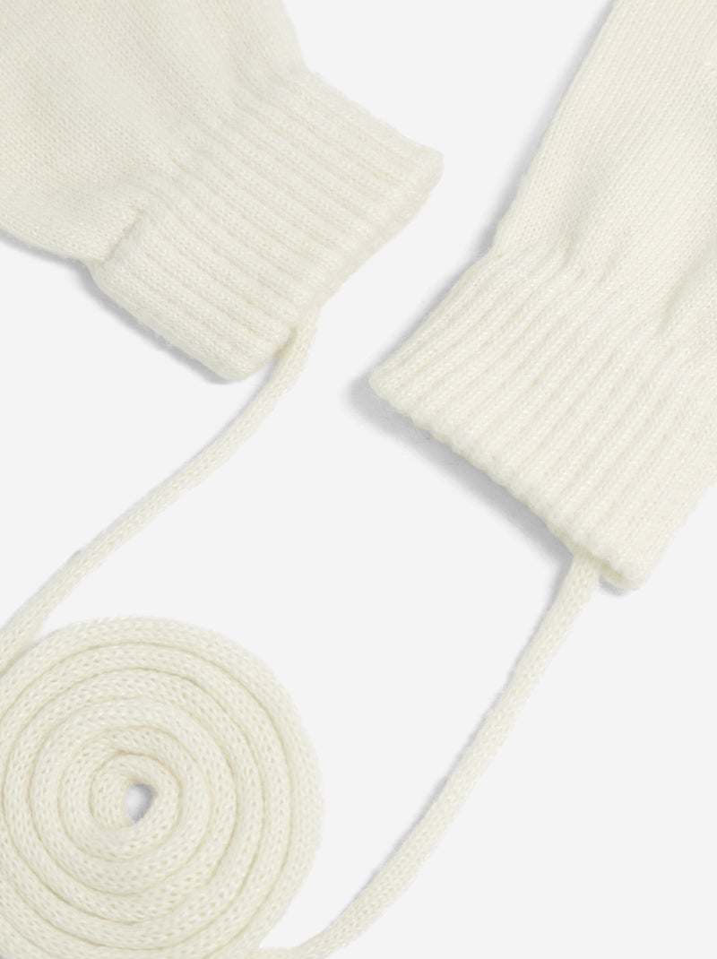 Paar Fäustlinge mit Kordel Blanc - Kiabi