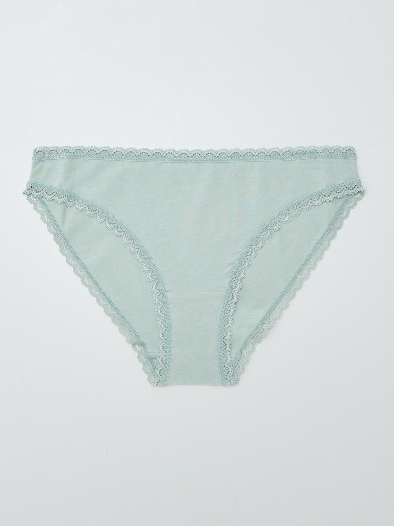 Pack of 2 Cotton Briefs GREEN - Kiabi