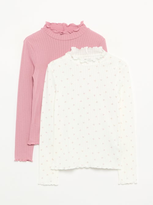 Pack of 2 Fancy Knit T-shirts with Wavy Finishes - Kiabi