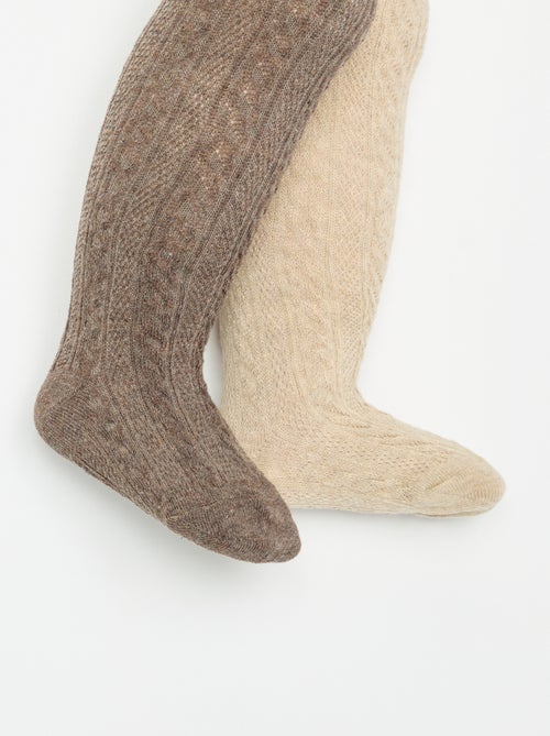 Pack of 2 pairs of fancy knit tights - Kiabi