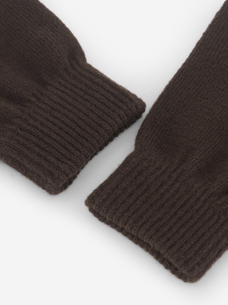 Pack of 2 pairs of knit gloves Brown - Kiabi