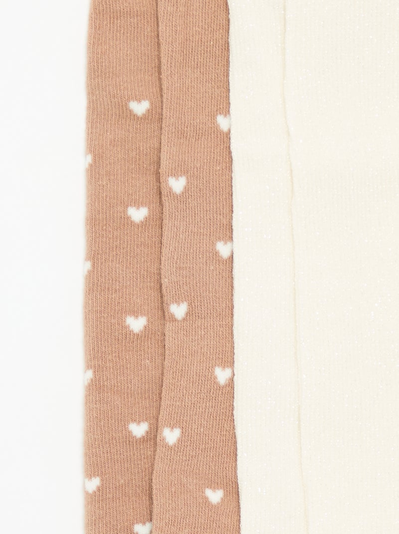 Pack of 2 pairs of patterned tights Beige - Kiabi