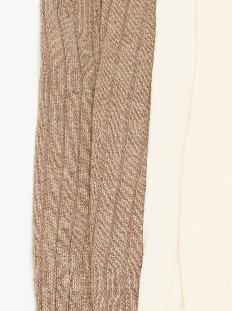 Pack of 2 pairs of ribbed knit tights Brown - Kiabi