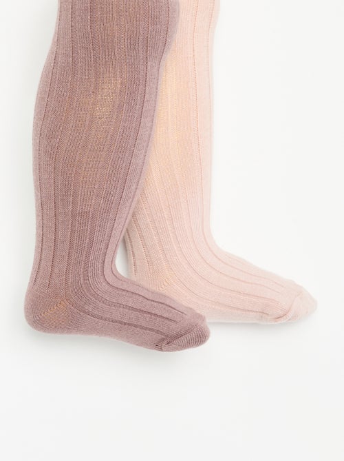 Pack of 2 pairs of ribbed knit tights - Kiabi