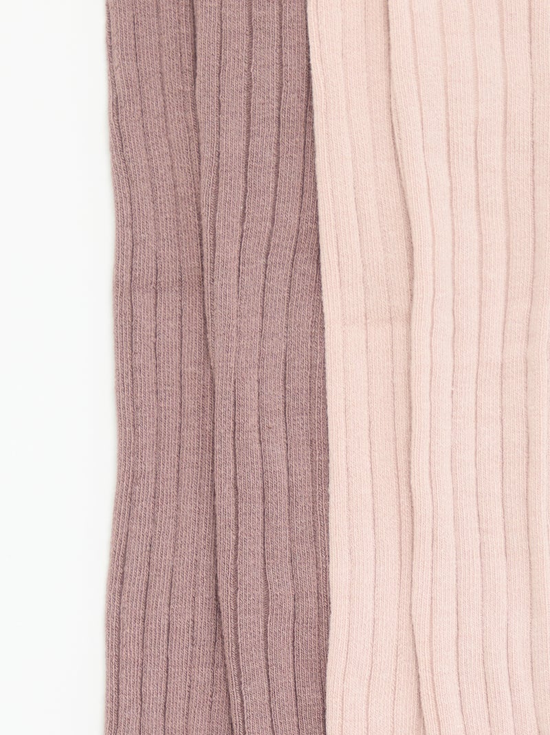 Pack of 2 pairs of ribbed knit tights Pink - Kiabi