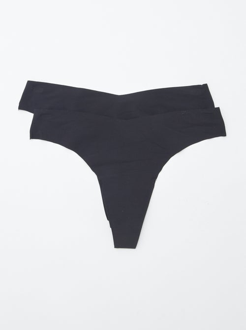 Pack of 2 pairs of seamless microfibre tanga briefs - Kiabi