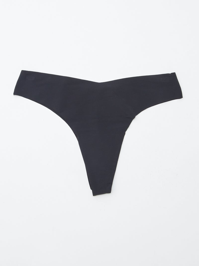 Pack of 2 pairs of seamless microfibre tanga briefs Black - Kiabi