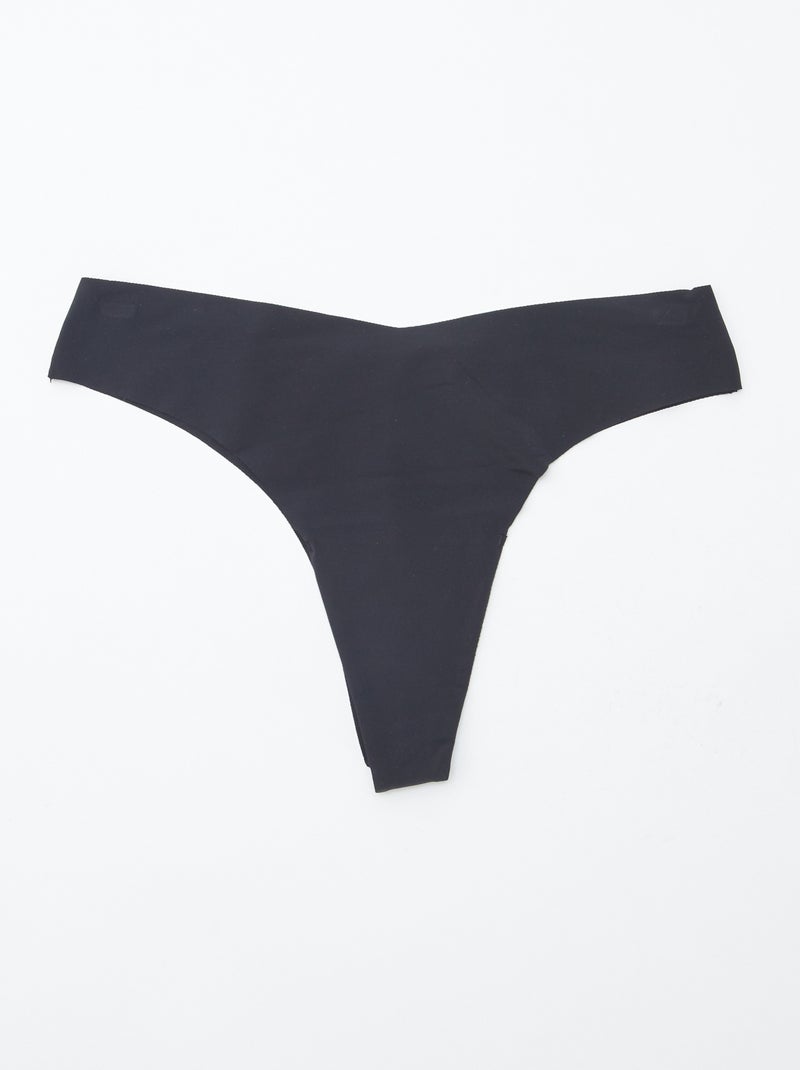 Pack of 2 pairs of seamless microfibre tanga briefs Black - Kiabi