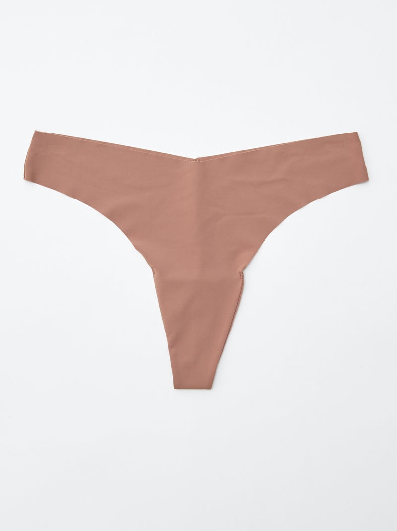 Pack of 2 pairs of seamless microfibre tanga briefs BROWN - Kiabi