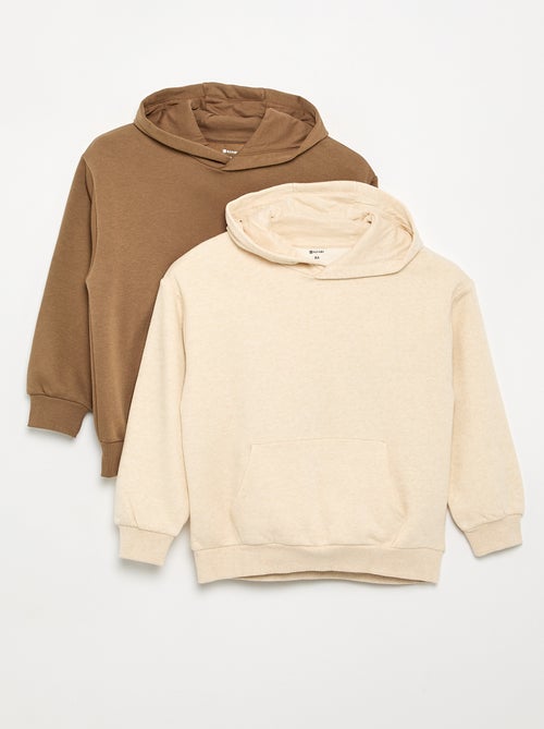 Pack of 2 plain hooded sweatshirts - Kiabi Pack of 2 plain hooded sweatshirts - Kiabi