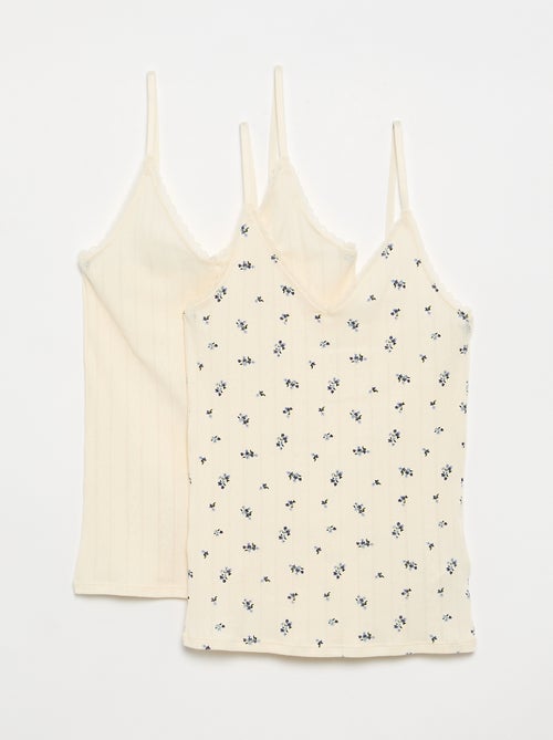 Pack of 2 Printed Pointelle Tank Tops - Kiabi