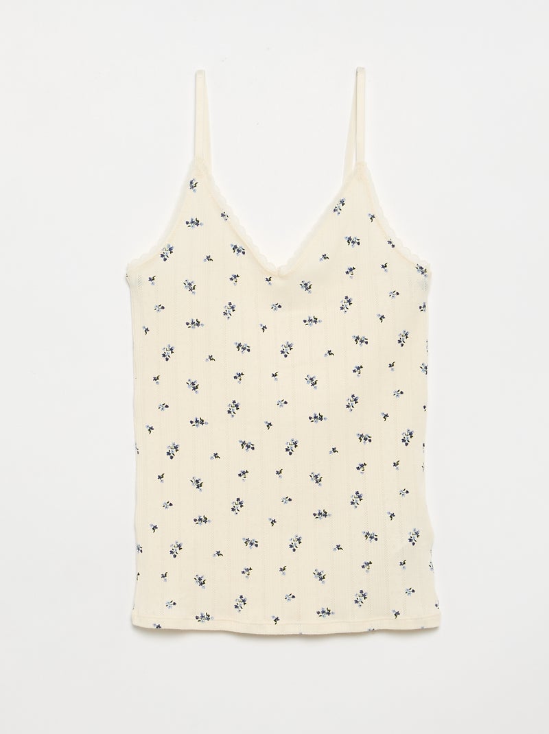 Pack of 2 Printed Pointelle Tank Tops White - Kiabi