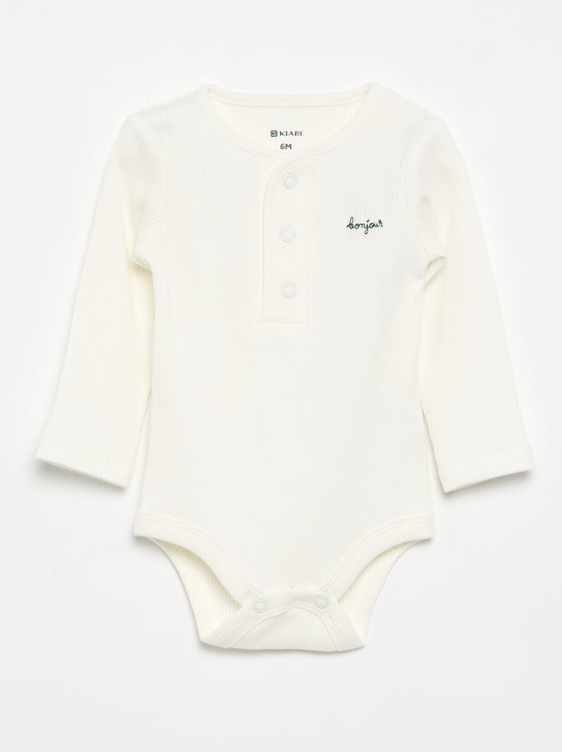 Pack of 2 Ribbed Bodysuits White - Kiabi