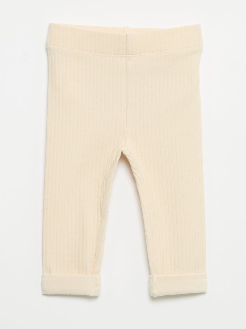 Pack of 2 Ribbed Leggings Beige - Kiabi