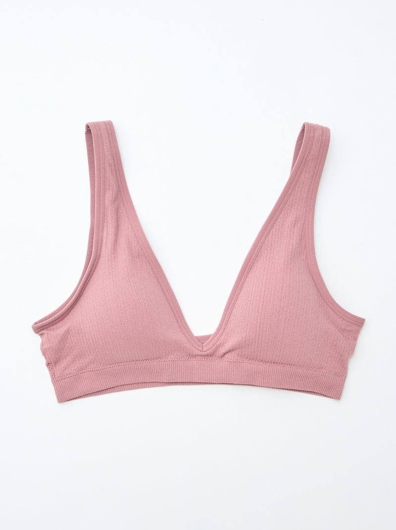 Pack of 2 seamless ribbed bralettes Pink - Kiabi