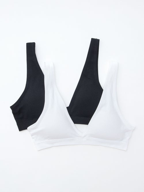 Pack of 2 seamless ribbed bralettes - Kiabi