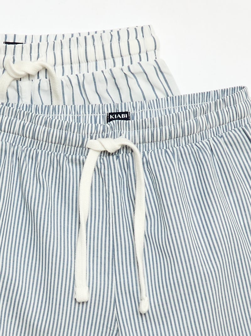 Pack of 2 Striped Shorts Blue - Kiabi
