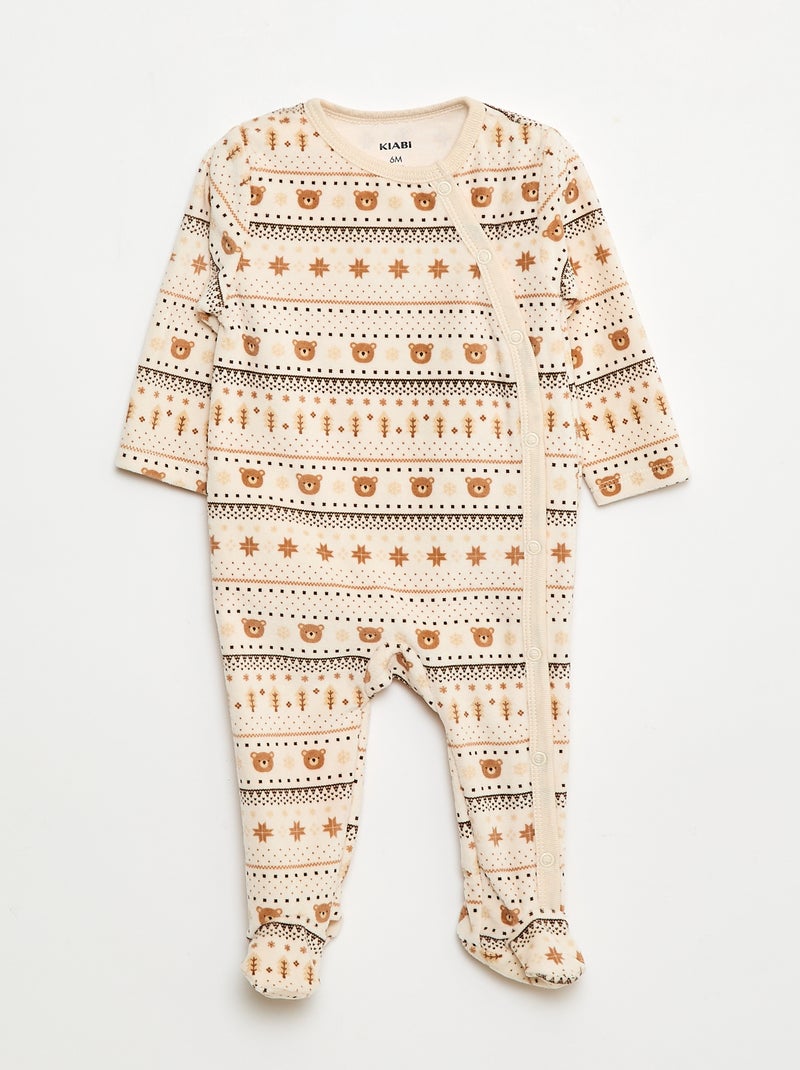Pack of 2 velour sleepsuits White - Kiabi