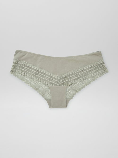 Pack of 3 cotton and lace boy shorts - Kiabi