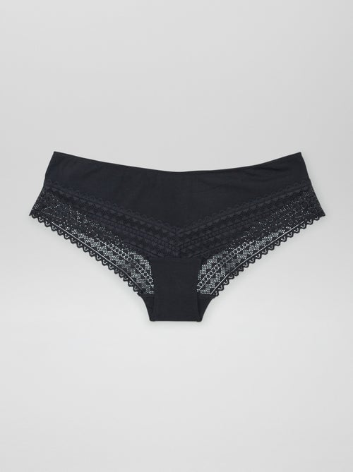 Pack of 3 cotton and lace boy shorts - Kiabi