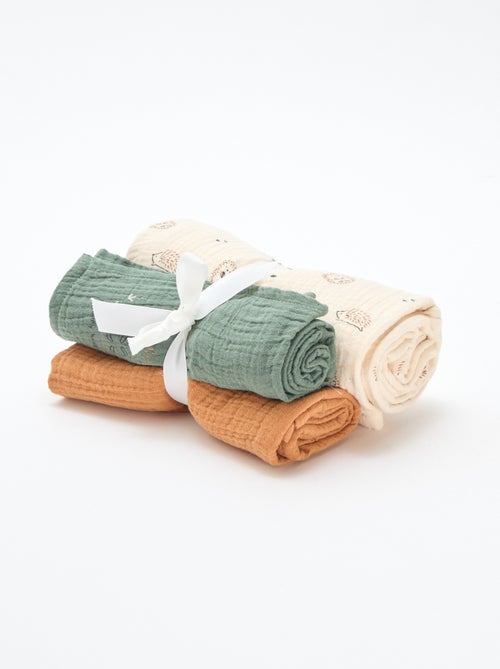 Pack of 3 cotton gauze squares - Kiabi