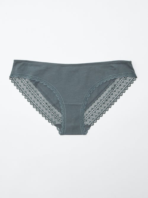 Pack of 3 Cotton Lace Briefs - Kiabi