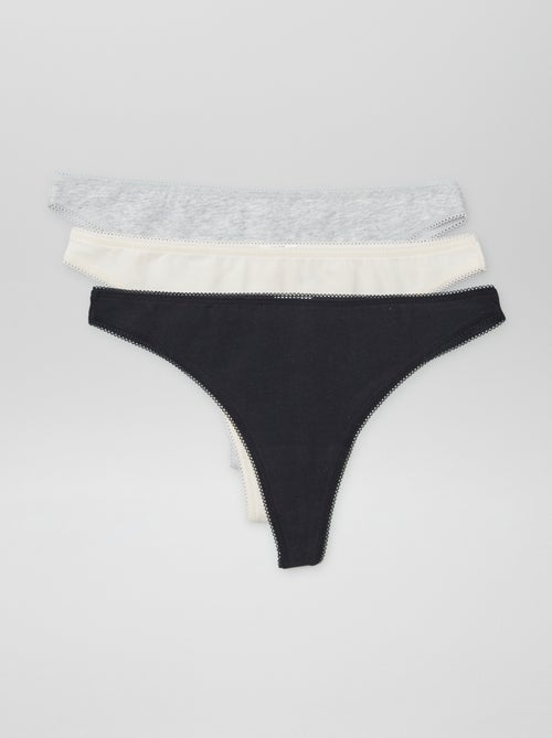 Pack of 3 cotton tanga briefs - Kiabi