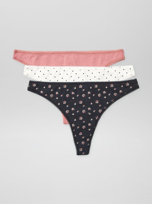 Pack of 3 cotton tanga briefs - Kiabi