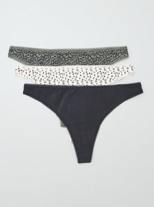 Pack of 3 cotton tanga briefs - Kiabi
