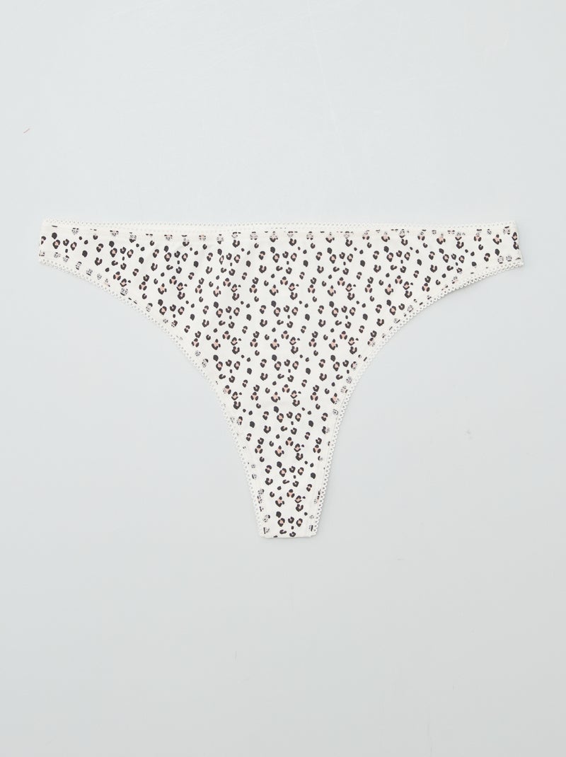 Pack of 3 cotton tanga briefs KHAKI - Kiabi