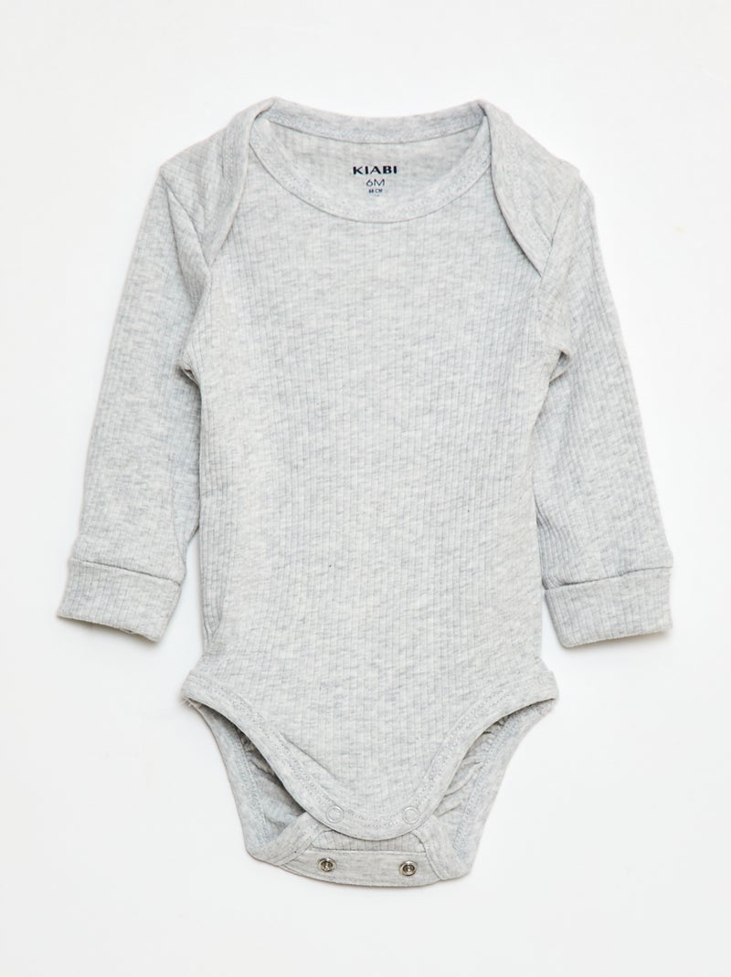 Pack of 3 Grow-with-Me Long-Sleeved Envelope Neck Bodysuits Blue - Kiabi