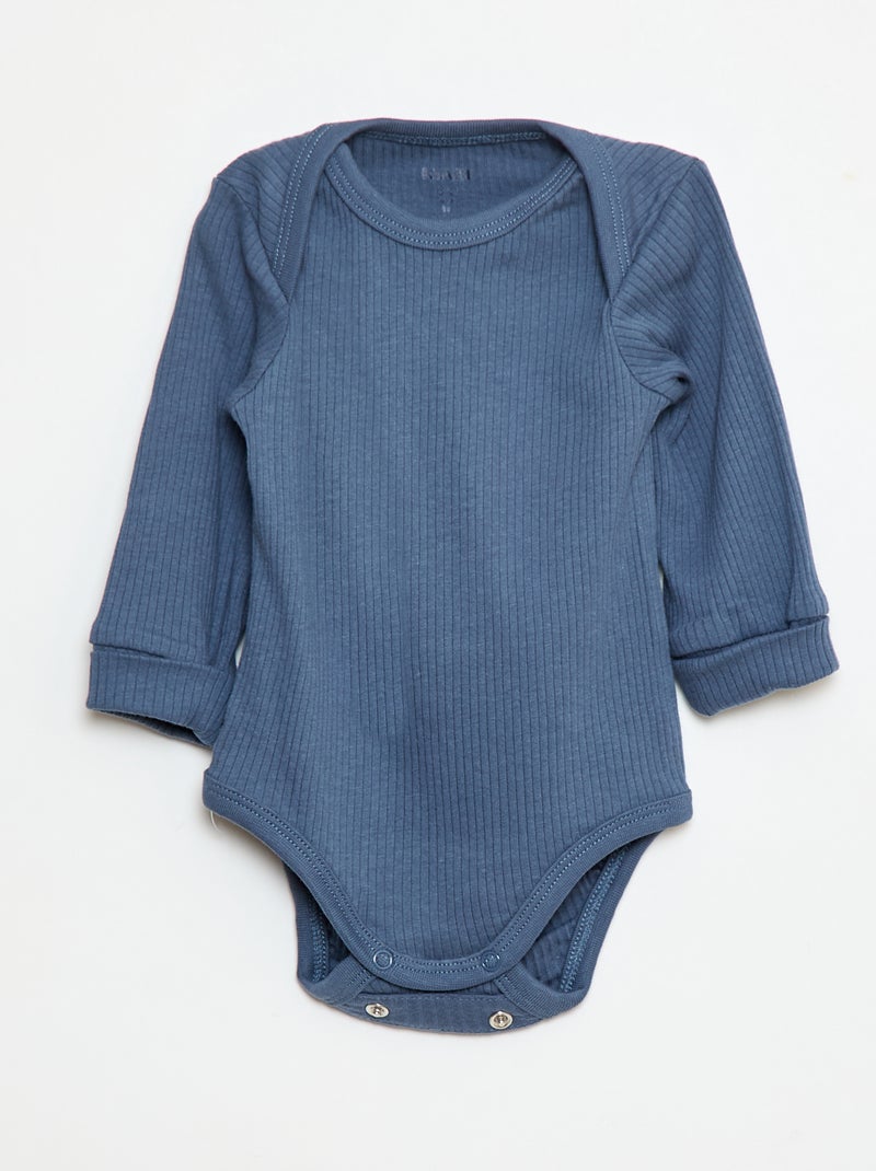 Pack of 3 Grow-with-Me Long-Sleeved Envelope Neck Bodysuits Blue - Kiabi