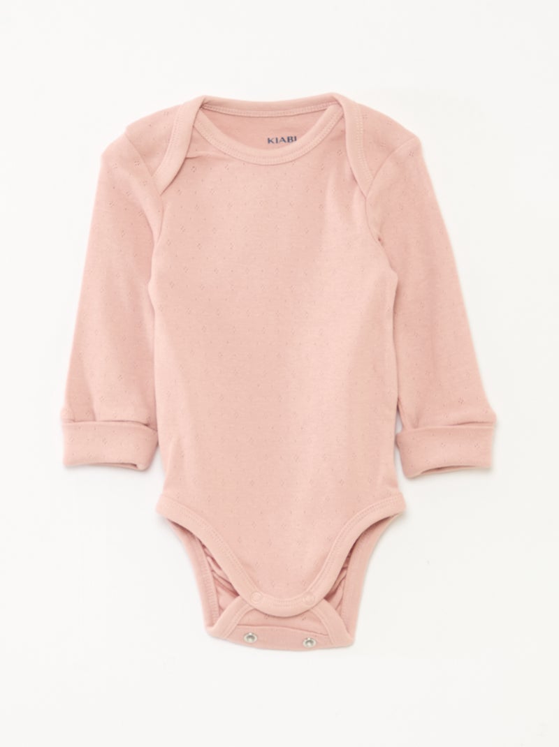 Pack of 3 Grow-with-Me Long-Sleeved Envelope Neck Bodysuits Pink - Kiabi