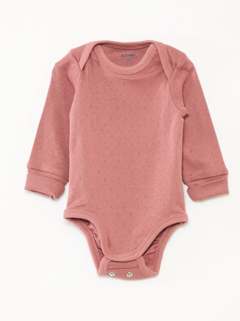 Pack of 3 Grow-with-Me Long-Sleeved Envelope Neck Bodysuits Pink - Kiabi