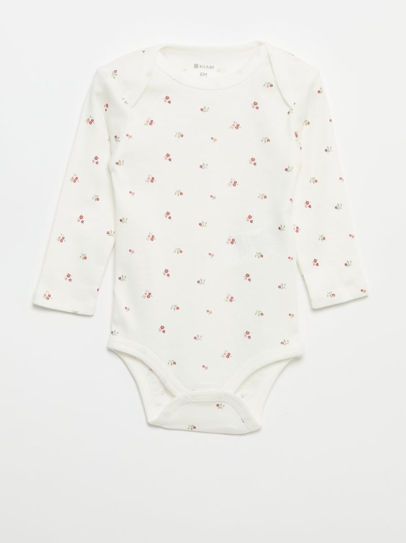 Pack of 3 long-sleeved bodysuits White - Kiabi
