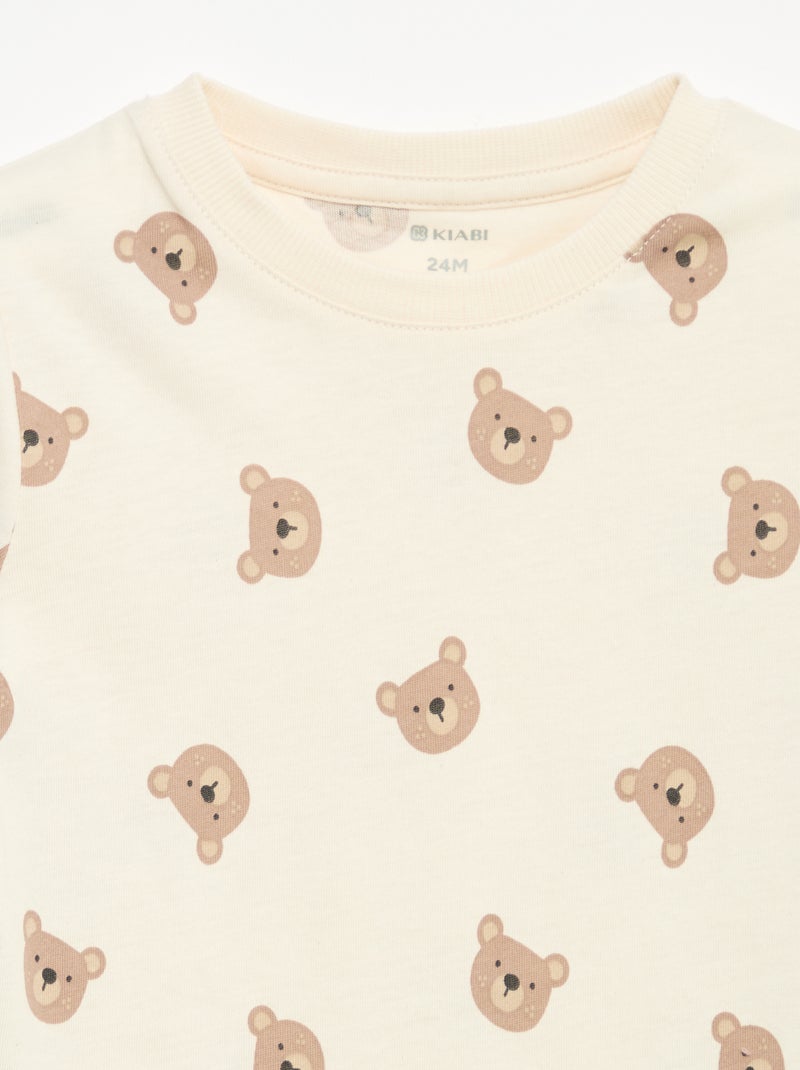 Pack of 3 long-sleeved t-shirts Beige - Kiabi