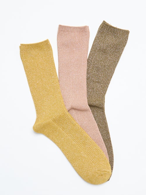 Pack of 3 pairs of glitter mid-calf socks - Kiabi