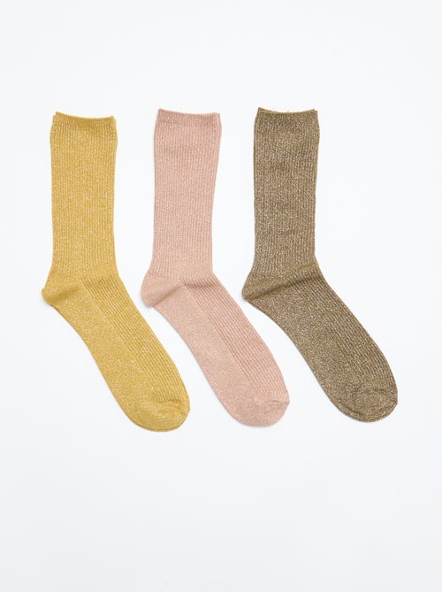 Pack of 3 pairs of glitter mid-calf socks - Kiabi