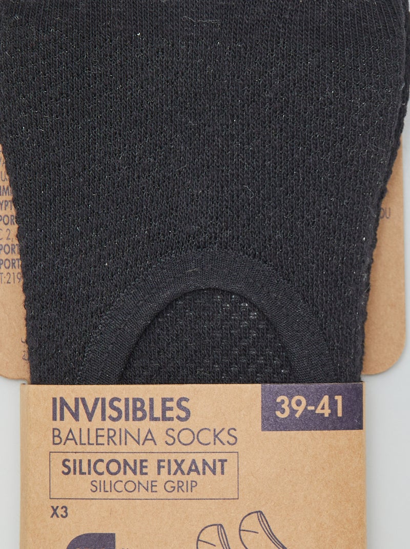 Pack of 3 pairs of invisible socks black - Kiabi