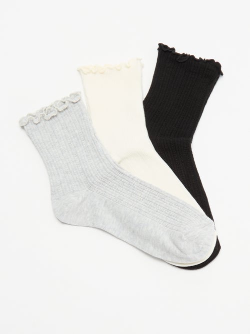 Pack of 3 pairs of pointelle knit socks - Kiabi