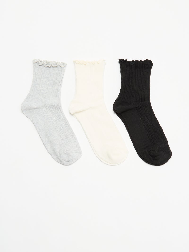 Pack of 3 pairs of pointelle knit socks Grey - Kiabi
